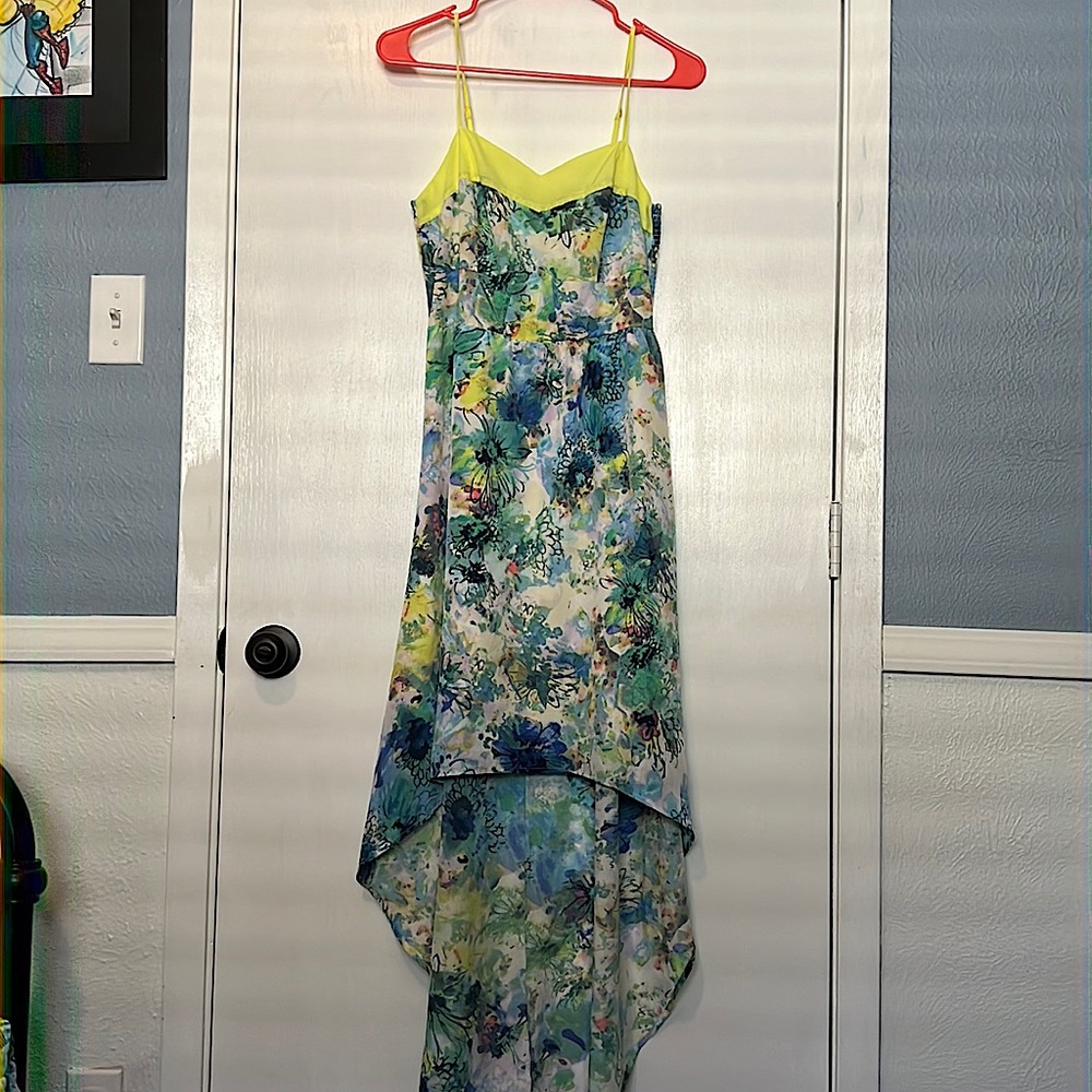 Flowered high low dress, never worn